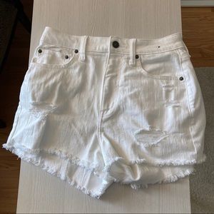 Abercrombie high rise white denim shorts